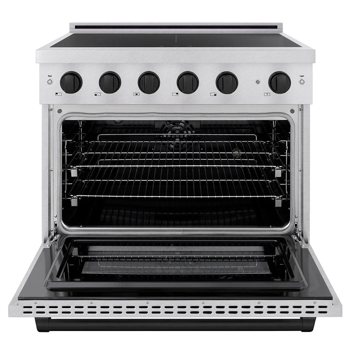 ZLINE Autograph Edition 36 in. 5.2 cu. ft. Paramount Induction Range with 5 Element Cooktop and Electric Convection Oven in Satin Stainless Steel with Matte Black Accents (SINRSZ-36-MB)