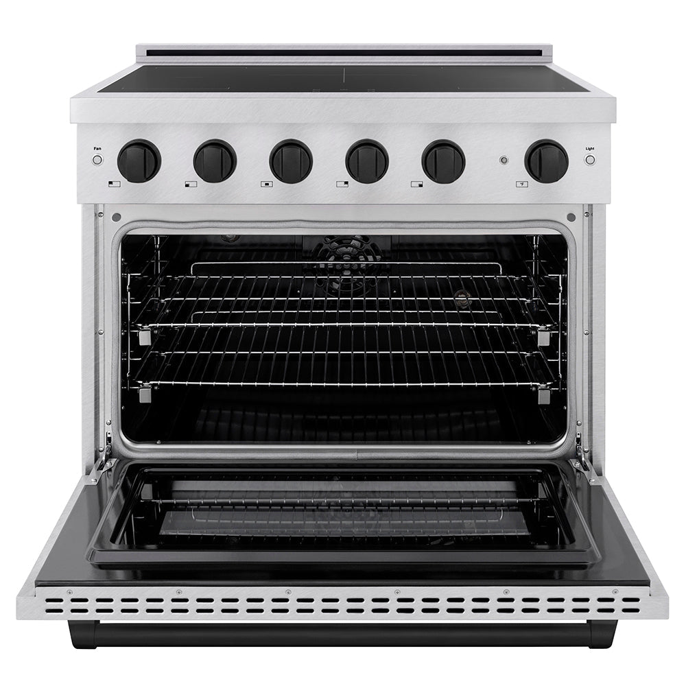 ZLINE Autograph Edition 36 in. 5.2 cu. ft. Paramount Induction Range with 5 Element Cooktop and Electric Convection Oven in Stainless Steel with Matte Black Accents (SINRZ-36-MB)