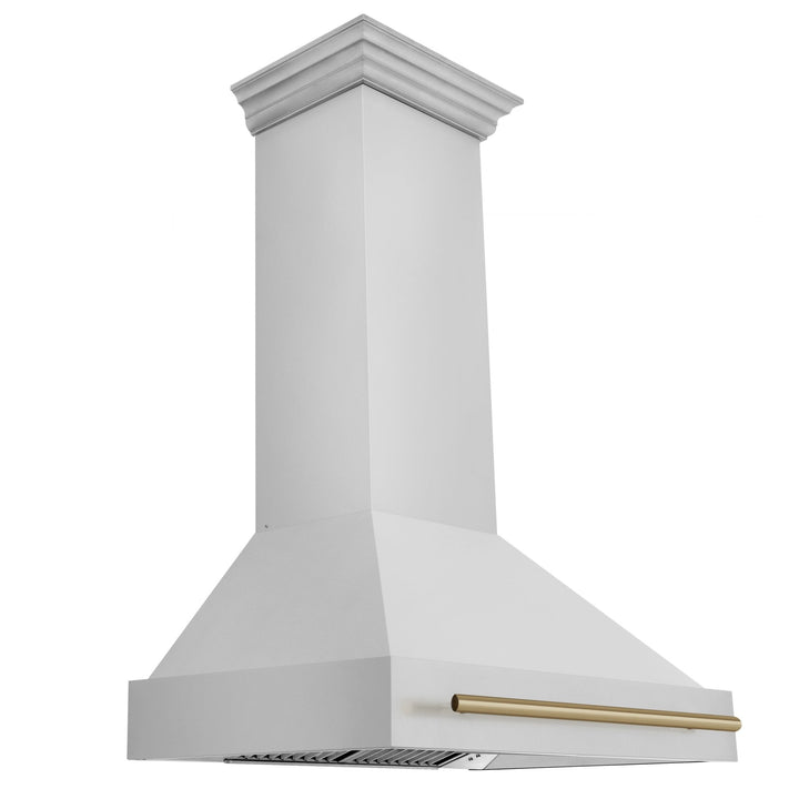 ZLINE Autograph Edition 36 in. Stainless Steel Range Hood with Stainless Steel Shell and Champagne Bronze Handle (8654STZ-36-CB)