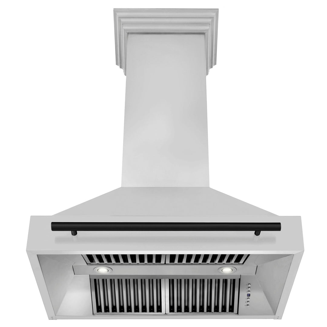 ZLINE Autograph Edition 36 in. Stainless Steel Range Hood with Stainless Steel Shell and Matte Black Handle (8654STZ-36-MB)