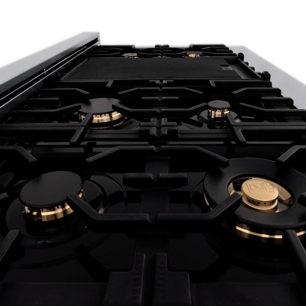ZLINE Autograph Edition 48 in. 6.0 cu. ft. Legacy Dual Fuel Range with 7 Burner Gas Cooktop and 2 Electric Ovens (RAZ-BLM-48-CB)