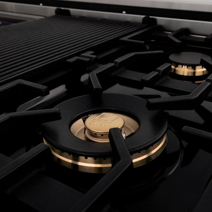 ZLINE Autograph Edition 48 in. 6.0 cu. ft. Legacy Dual Fuel Range with 7 Burner Gas Cooktop and 2 Electric Ovens (RAZ-BLM-48-CB)
