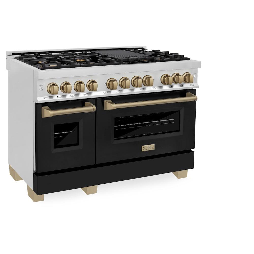 ZLINE Autograph Edition 48 in. 6.0 cu. ft. Legacy Dual Fuel Range with 7 Burner Gas Cooktop and 2 Electric Ovens (RAZ-BLM-48-CB)