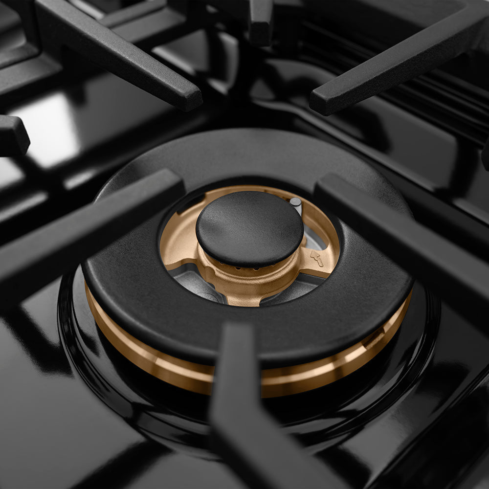 ZLINE Autograph Edition 48 in. 6.7 cu. ft. Paramount Double Oven Dual Fuel Range with 8 Burner Gas Cooktop in Black Satin Stainless Steel and Champagne Bronze Accents (SDRBSZ-48-CB)