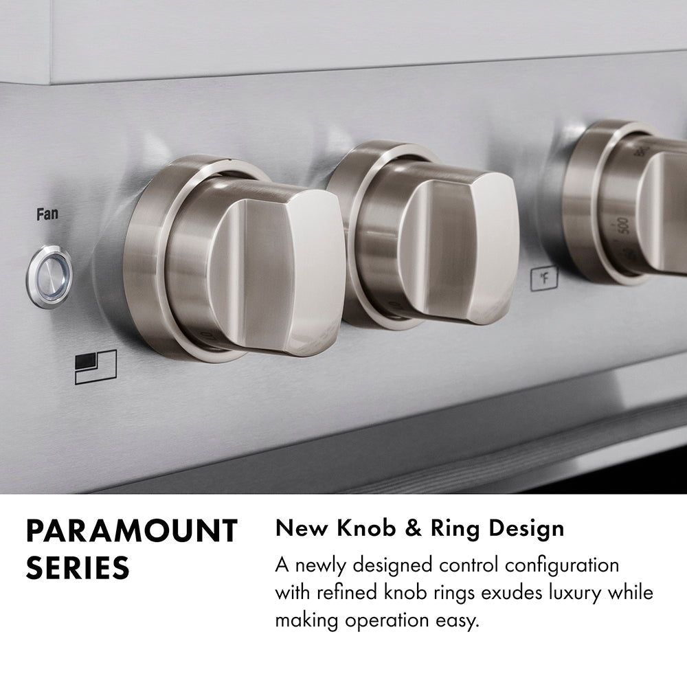 ZLINE Autograph Edition 48 in. 6.7 cu. ft. Paramount Double Oven Gas Range with 8 Burner Cooktop in Stainless Steel and Polished Nickel Helix Handles and Knob Accents (SGRZ-48-KPN)