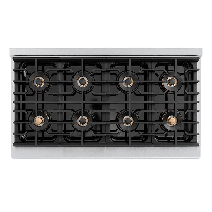 ZLINE Autograph Edition 48 in. 6.7 cu. ft. Paramount Gas Range with 8 Burner DuoProâ„¢ Cooktop and Dual Ovens in Satin Stainless Steel and Matte Black Accents (PSGRSZ-48-MB)