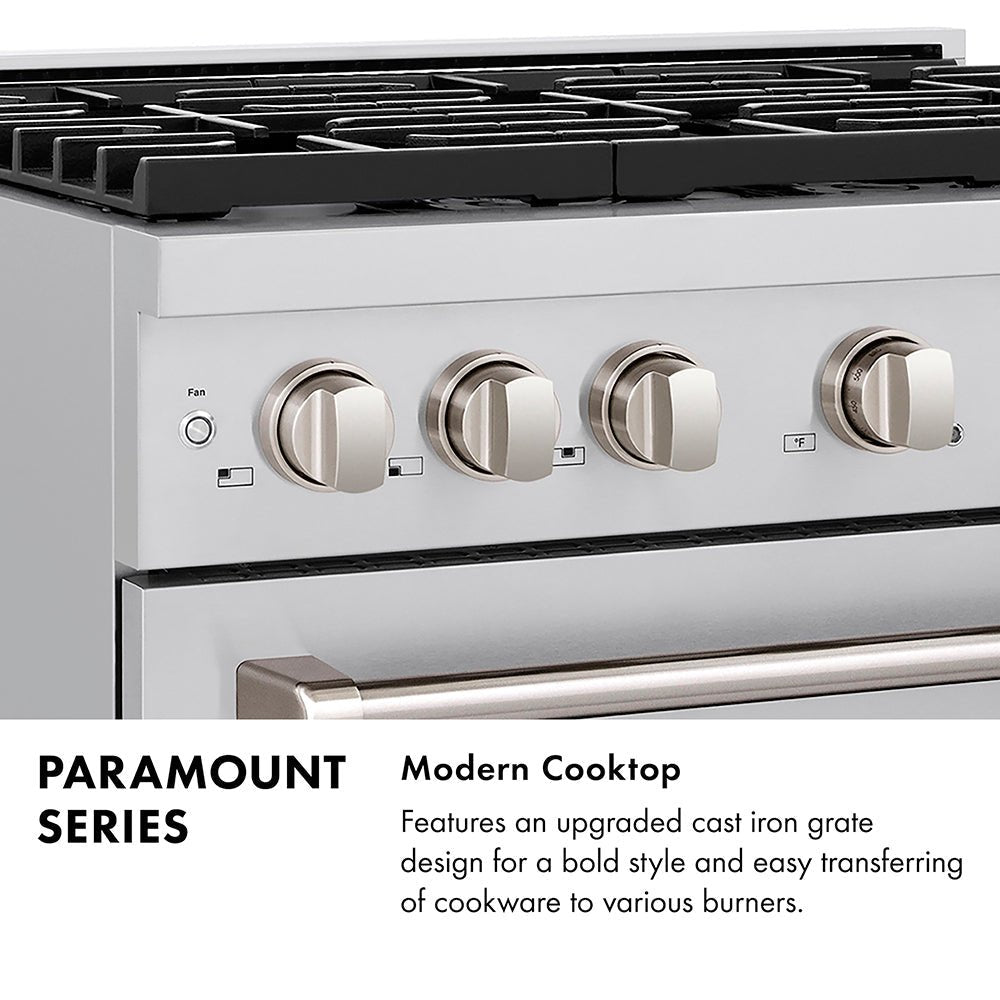 ZLINE Autograph Edition 48 in. 6.7 cu. ft. Paramount Gas Range with 8 Burner DuoProâ„¢ Cooktop and Dual Ovens in Satin Stainless Steel with White Matte Doors and Matte Black Accents (PSGRSZ-WM-48-MB)