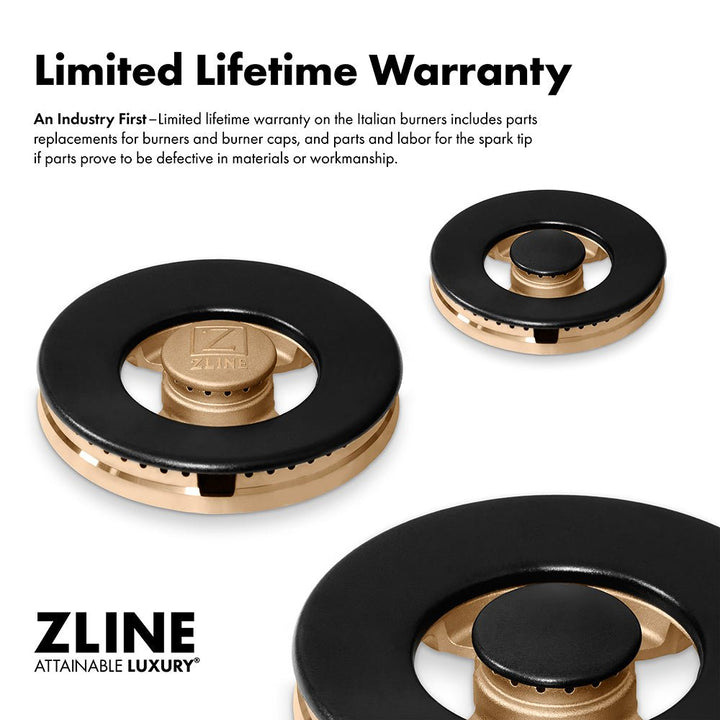 ZLINE Autograph Edition 48 in. 6.7 cu. ft. Paramount Gas Range with 8 Burner DuoProâ„¢ Cooktop and Dual Ovens in Stainless Steel with Polished Gold Helix Handles and Accents (PSGRZ-48-KG)
