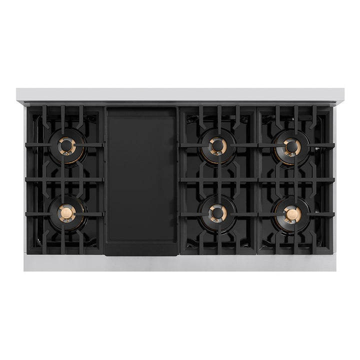 ZLINE Autograph Edition 48 in. Classic Gas Rangetop with 8 Burner DuoProâ„¢ Cooktop in Stainless Steel and Matte Black Accents (PCRTZ-48-MB)