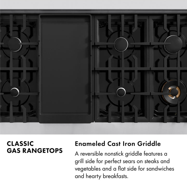 ZLINE Autograph Edition 48 in. Classic Gas Rangetop with 8 Burners and Porcelain Cooktop in Stainless Steel with Matte Black Accents (RTZ-48-MB)