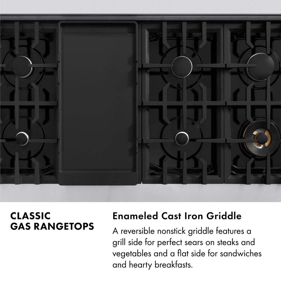 ZLINE Autograph Edition 48 in. Classic Gas Rangetop with 8 Burners and Porcelain Cooktop in Stainless Steel with Polished Gold Accents (RTZ-48-G)