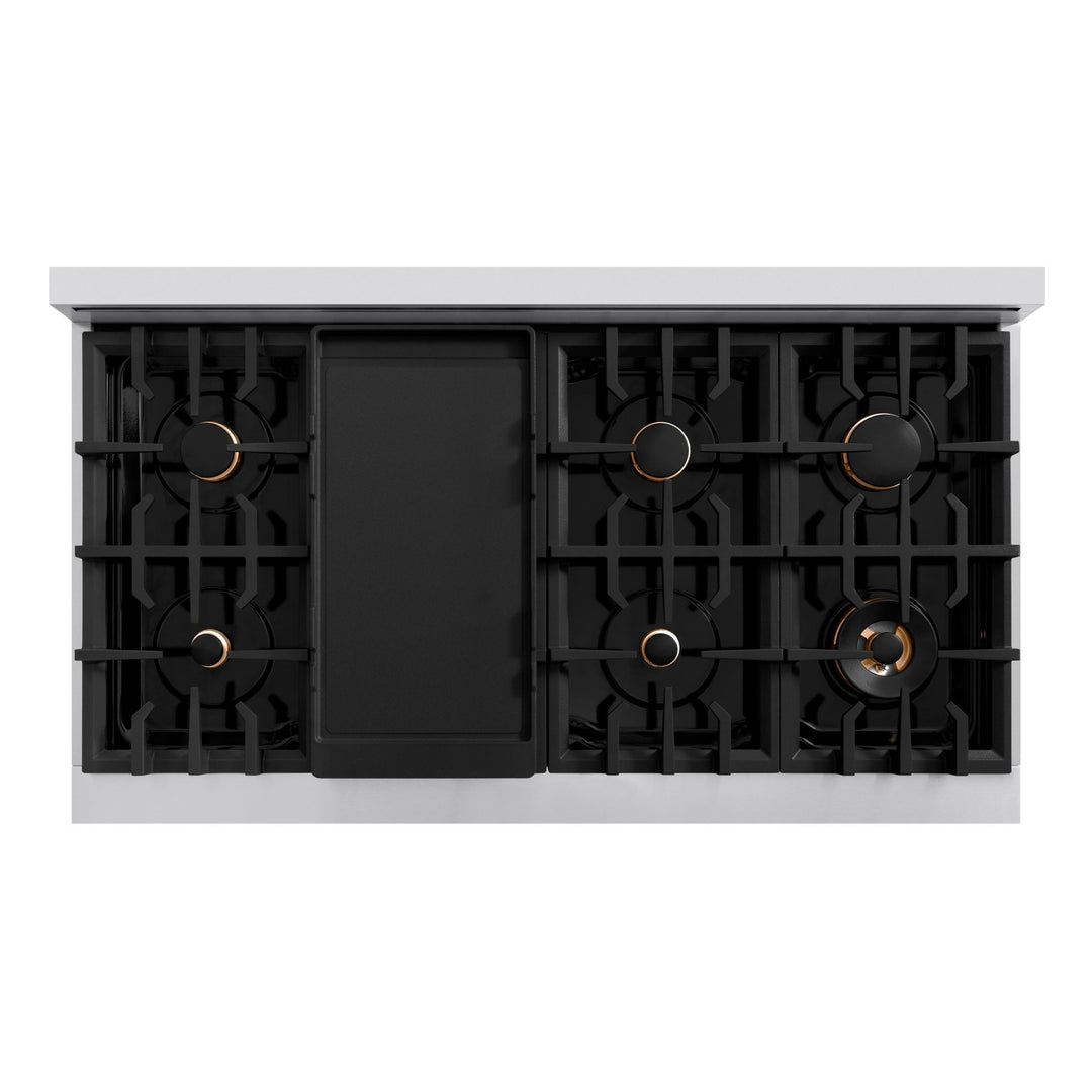 ZLINE Autograph Edition 48 in. Classic Gas Rangetop with 8 Burners and Porcelain Cooktop in Stainless Steel with Polished Gold Accents (RTZ-48-G)