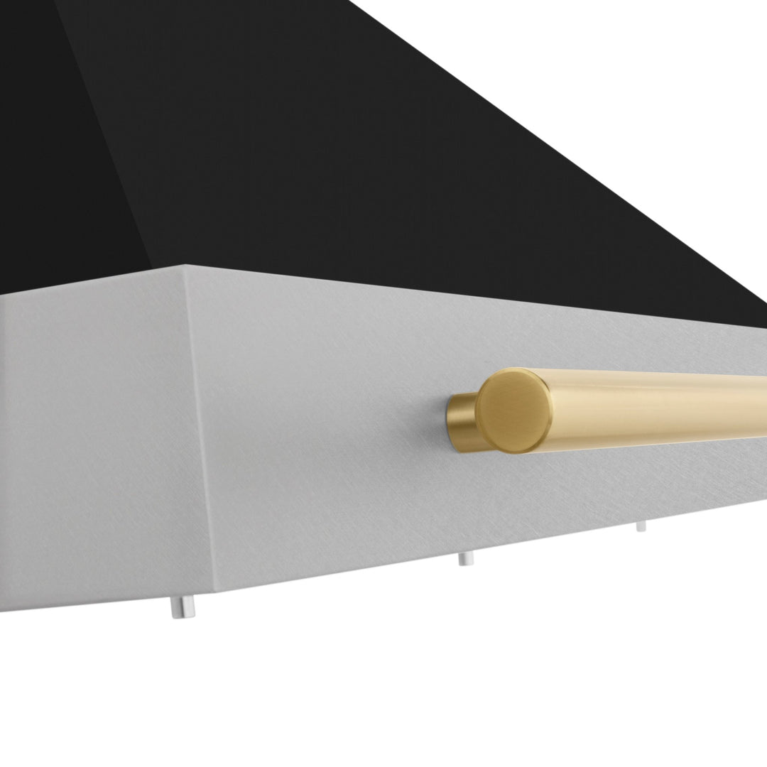 ZLINE Autograph Edition 48 in. Convertible Satin Stainless Steel Wall Mount Range Hood with Black Matte Shell and Polished Gold Handle (KB4SNZ-BLM48-G)