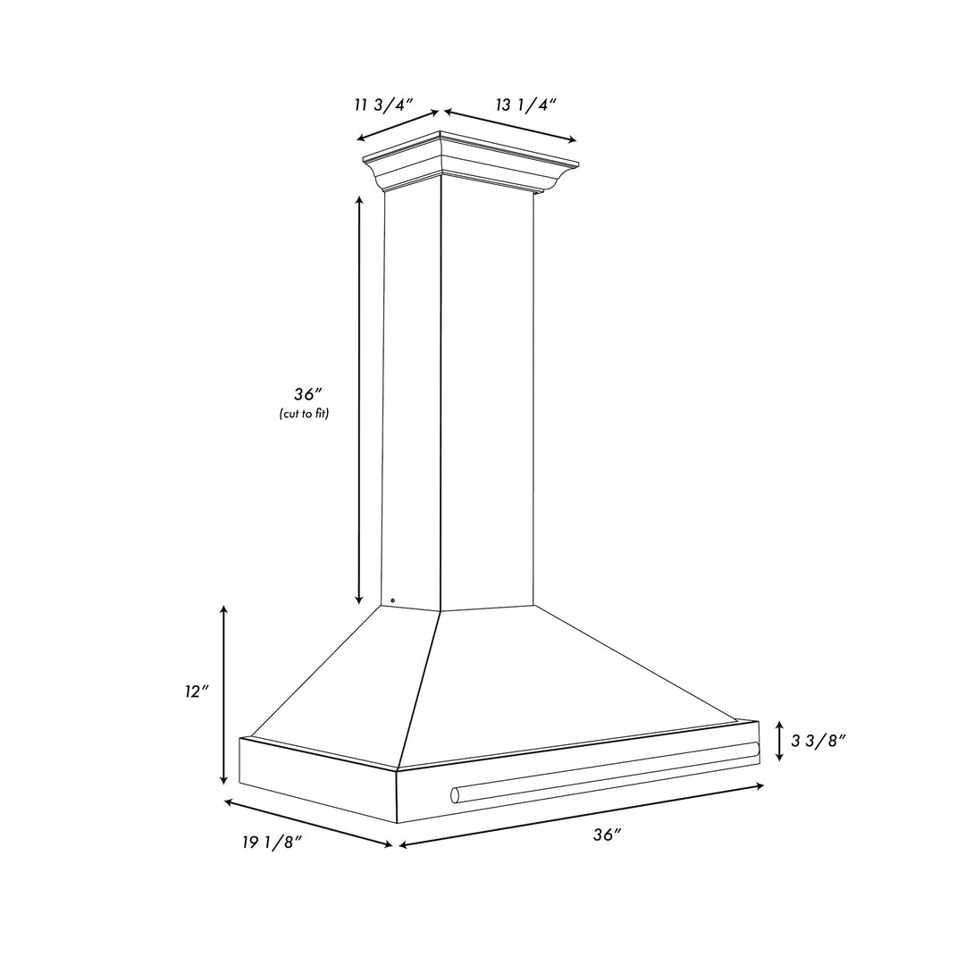ZLINE Autograph Edition 48 in. Convertible Satin Stainless Steel Wall Mount Range Hood with Black Matte Shell and Polished Gold Handle (KB4SNZ-BLM48-G)