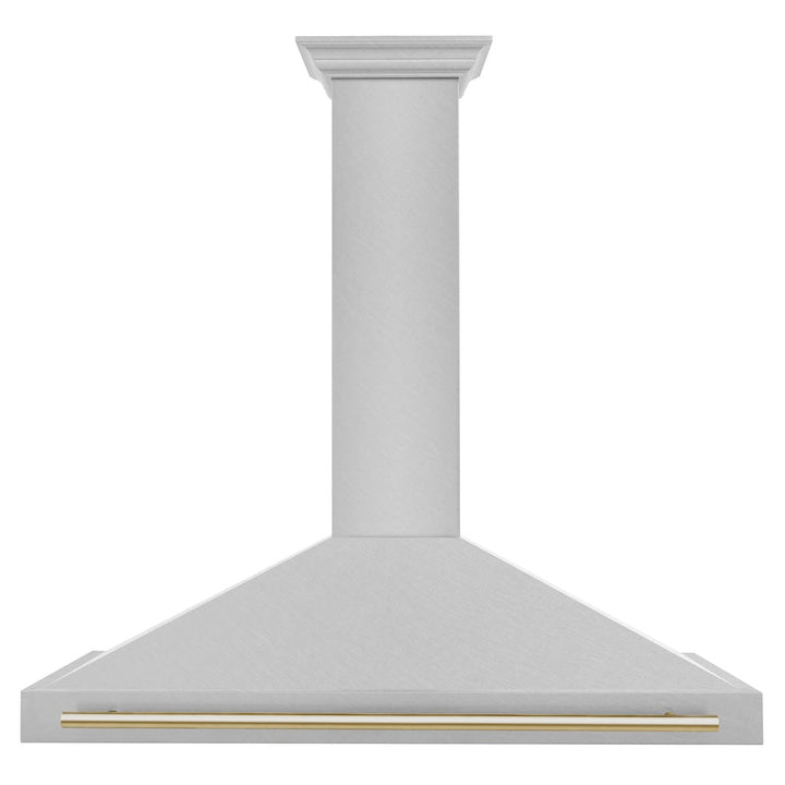 ZLINE Autograph Edition 48 in. Convertible Satin Stainless Steel Wall Mount Range Hood with Polished Gold Handle (KB4SNZ-48-G)