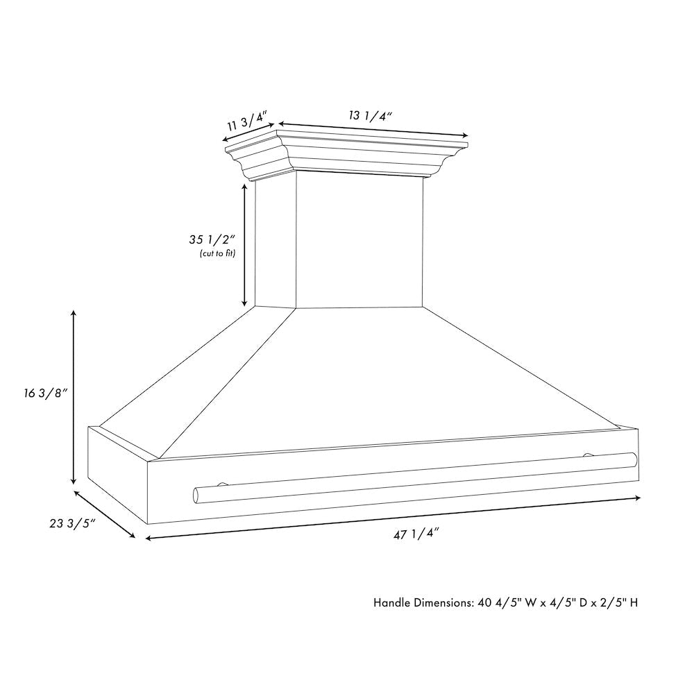 ZLINE Autograph Edition 48 in. Satin Stainless Steel Wall Mount Range Hood with White Matte Shell and Champagne Bronze Handle (8654SNZ-WM48-CB)