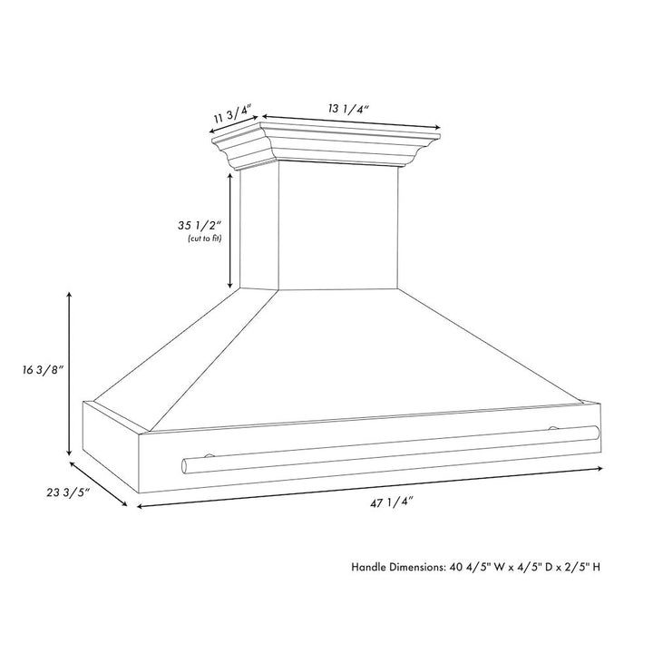 ZLINE Autograph Edition 48 in. Satin Stainless Steel Wall Mount Range Hood with White Matte Shell and Champagne Bronze Handle (8654SNZ-WM48-CB)