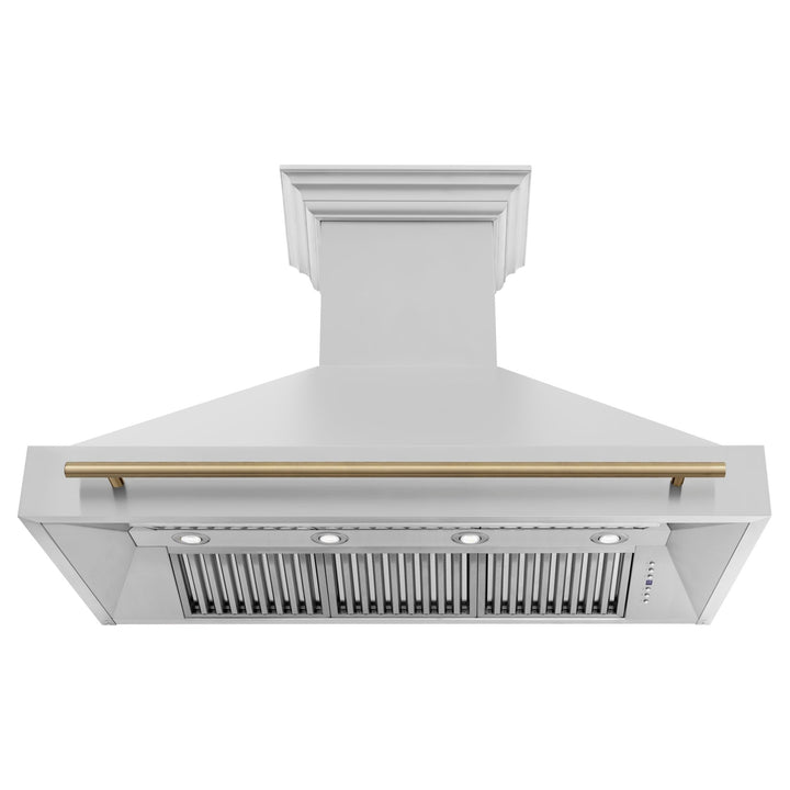 ZLINE Autograph Edition 48 in. Stainless Steel Range Hood with Stainless Steel Shell and Champagne Bronze Handle (8654STZ-48-CB)