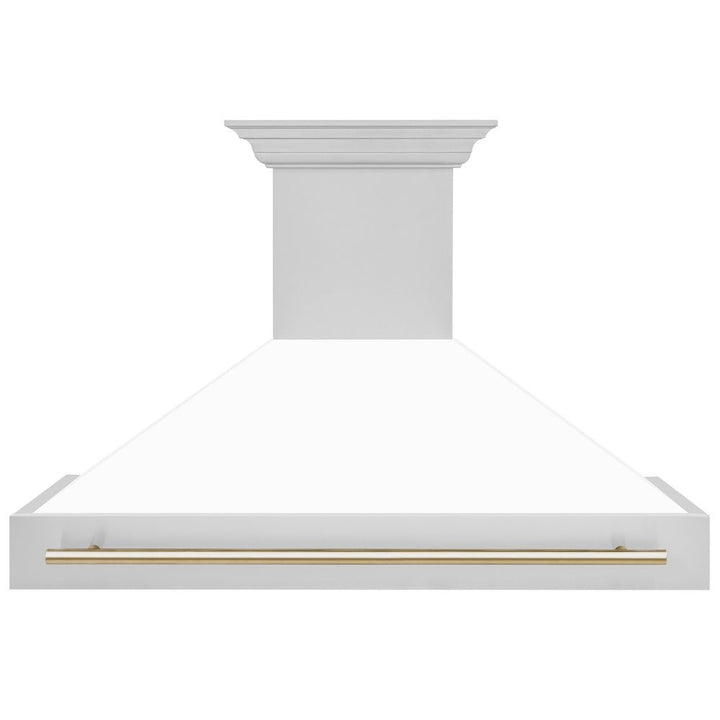 ZLINE Autograph Edition 48 in. Stainless Steel Range Hood with White Matte Shell and Polished Gold Handle