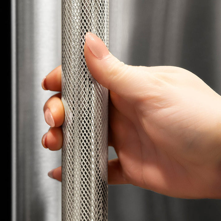 ZLINE Autograph Edition 60 in. 32.2 cu. ft. French Door Built-In Bottom Freezer Refrigerator with Water Dispenser and Ice Maker in Stainless Steel with Graphite Gray Interior and Polished Nickel Helix Handles (GRBIVZ-30460KPN)