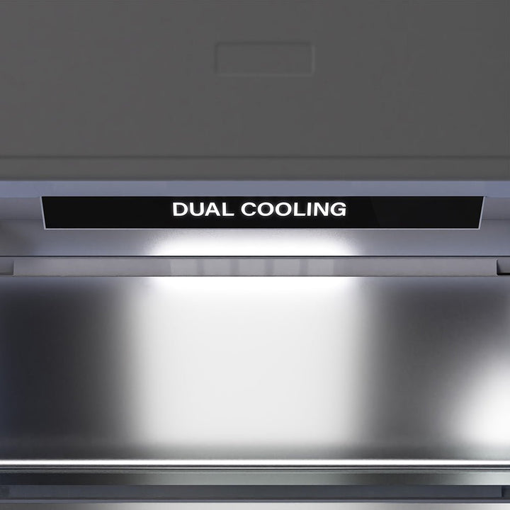 ZLINE Autograph Edition 60 in. 32.2 cu. ft. French Door Built-In Bottom Freezer Refrigerator with Water Dispenser and Ice Maker in Stainless Steel with Graphite Gray Interior and Polished Gold Helix Handles (GRBIVZ-30460KG)