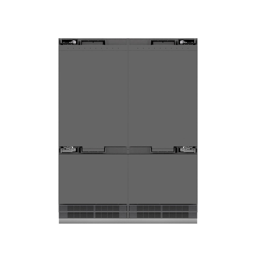ZLINE Autograph Edition 60 in. 32.2 cu. ft. Panel Ready French Door Built-In Bottom Freezer Refrigerator with Water Dispenser and Ice Maker with Graphite Gray Interior and Champagne Bronze Accents (GRBIVZ-60-CB)