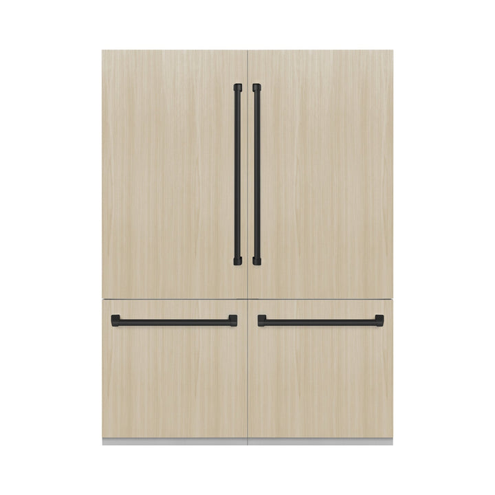ZLINE Autograph Edition 60 in. 32.2 cu. ft. Panel Ready French Door Built-In Bottom Freezer Refrigerator with Water Dispenser and Ice Maker with Matte Black Accents (RBIVZ-60-MB)