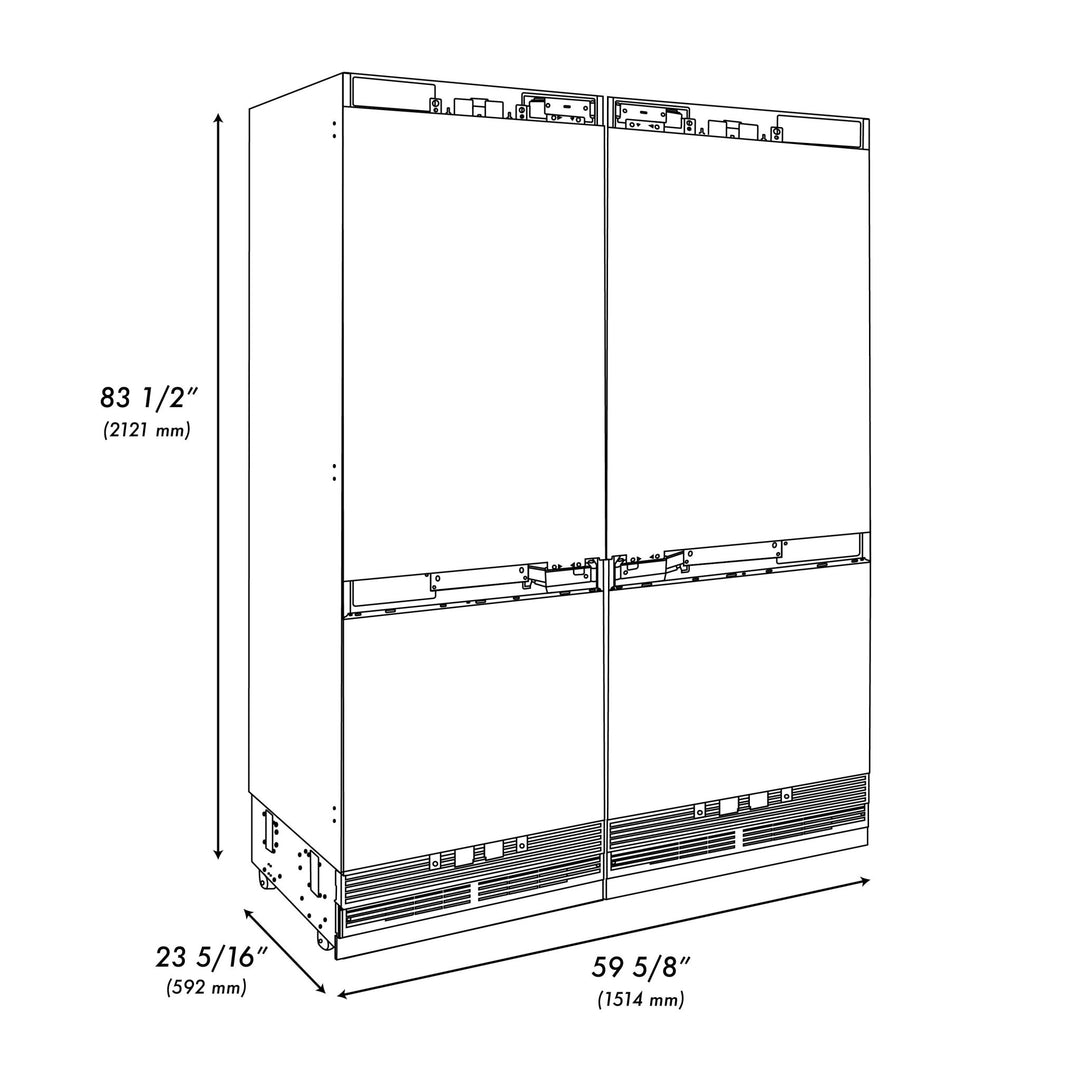 ZLINE Autograph Edition 60 in. 32.2 cu. ft. Panel Ready French Door Built-In Bottom Freezer Refrigerator with Water Dispenser and Ice Maker with Matte Black Accents (RBIVZ-60-MB)