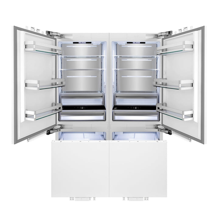 ZLINE Autograph Edition 60 in. 32.2 cu. ft. Panel Ready French Door Built-In Bottom Freezer Refrigerator with Water Dispenser and Ice Maker with Polished Gold Accents (RBIVZ-60-G)