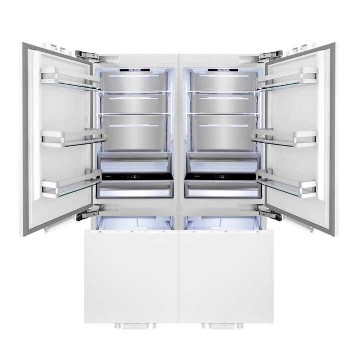 ZLINE Autograph Edition 60 in. 32.2 cu. ft. Panel Ready French Door Built-In Bottom Freezer Refrigerator with Water Dispenser and Ice Maker with Polished Gold Accents (RBIVZ-60-G)