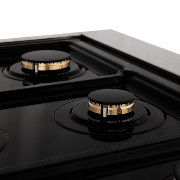 ZLINE Autograph Edition 60 in. 7.4 cu. ft. Legacy Dual Fuel Range with 9 Burner Gas Cooktop and 2 Electric Convection Ovens in Satin Stainless Steel with White Matte Doors and Matte Black Accents (RASZ-WM-60-MB)