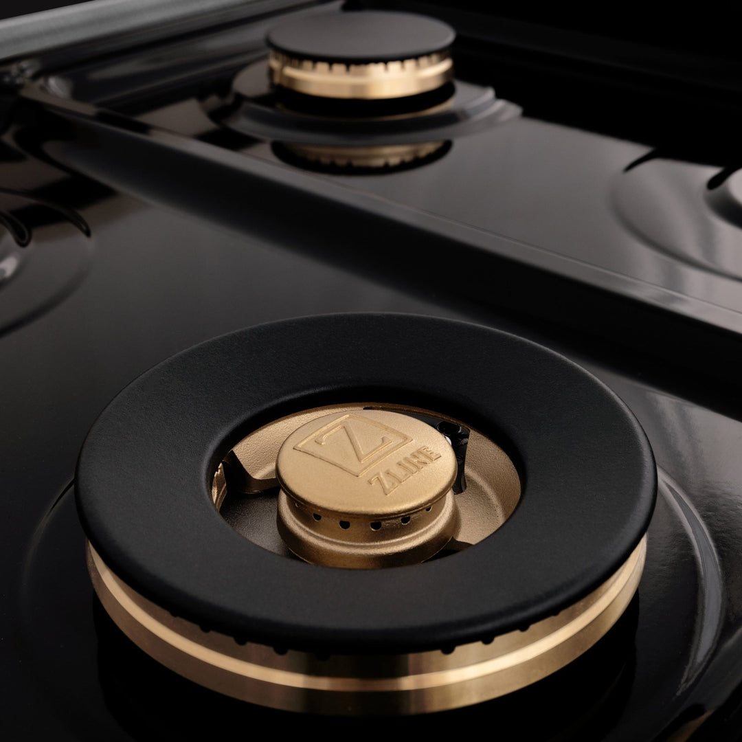 ZLINE Autograph Edition 60 in. 7.4 cu. ft. Legacy Dual Fuel Range with 9 Burner Gas Cooktop and 2 Electric Convection Ovens in Stainless Steel and Champagne Bronze Accents (RAZ-60-CB)