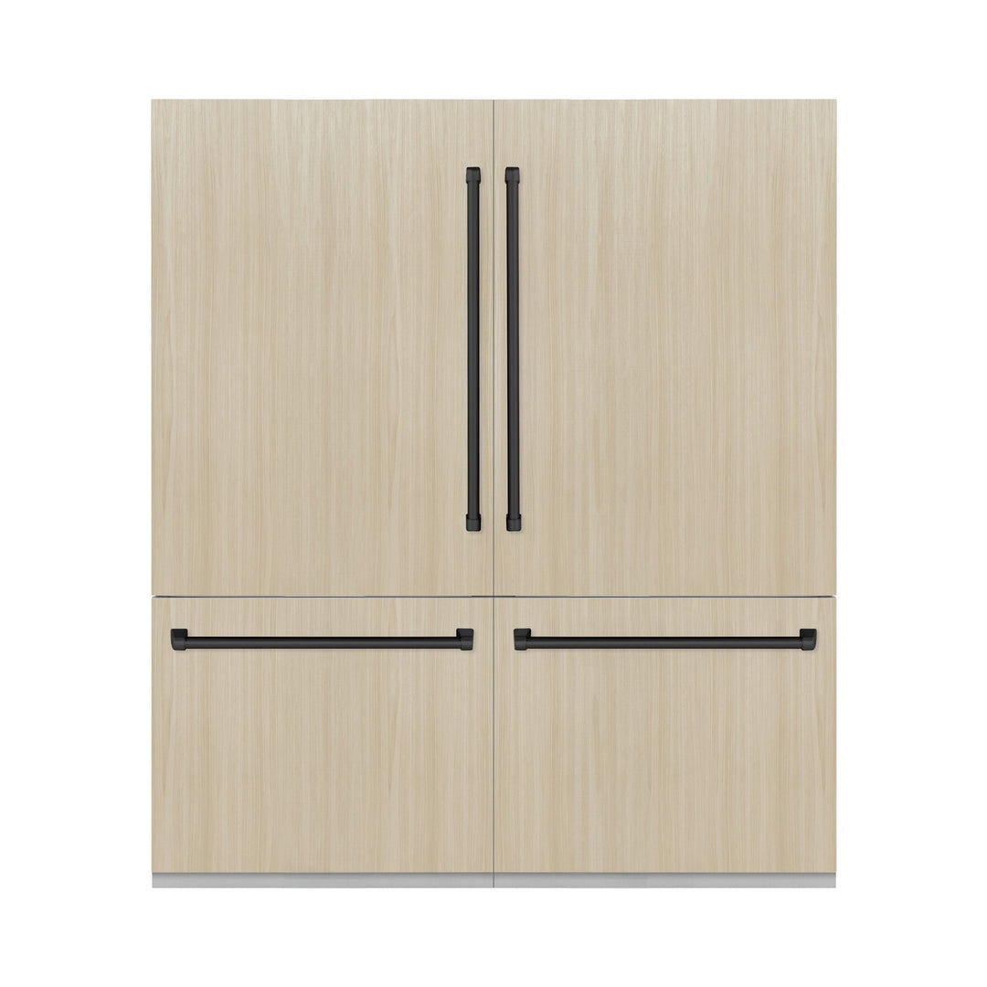 ZLINE Autograph Edition 72 in. 39.6 cu. ft. Panel Ready French Door Built-In Bottom Freezer Refrigerator with Water Dispensers and Ice Makers and Matte Black Accents (RBITZ-72-MB)