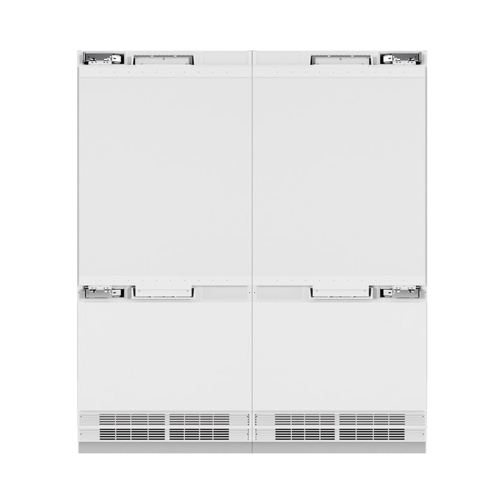 ZLINE Autograph Edition 72 in. 39.6 cu. ft. Panel Ready French Door Built-In Bottom Freezer Refrigerator with Water Dispensers and Ice Makers and Polished Gold Accents (RBITZ-72-G)