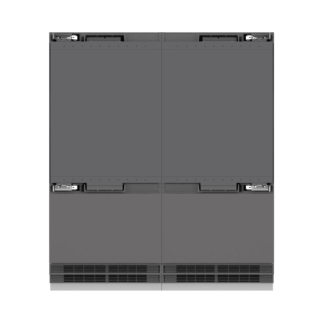 ZLINE Autograph Edition 72 in. 39.6 cu. ft. Panel Ready French Door Built-In Bottom Freezer Refrigerator with Water Dispensers and Ice Makers with Graphite Gray Interior and Polished Gold Accents (GRBITZ-72-G)