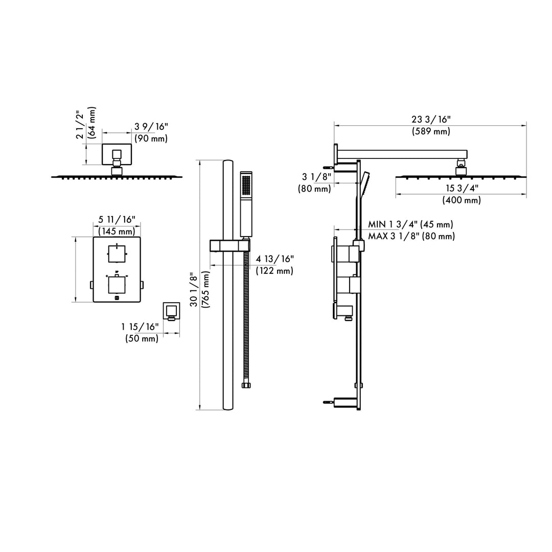 ZLINE Autograph Edition Crystal Bay Thermostatic Shower System in Polished Gold (CBY-SHS-T2-PG)