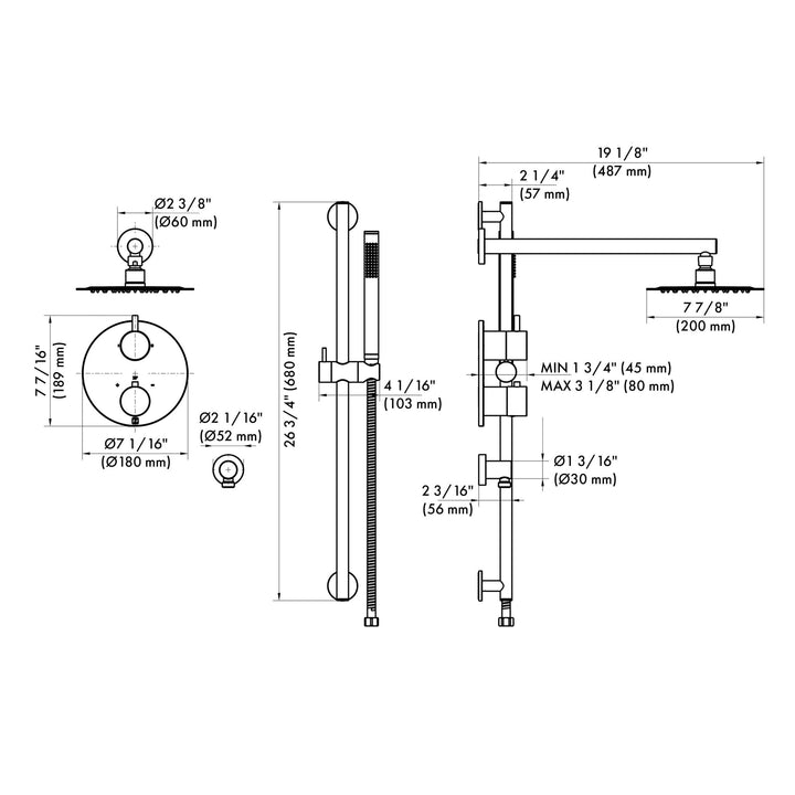 ZLINE Autograph Edition Emerald Bay Thermostatic Shower System in Matte Black (EMBY-SHS-T2-MB)