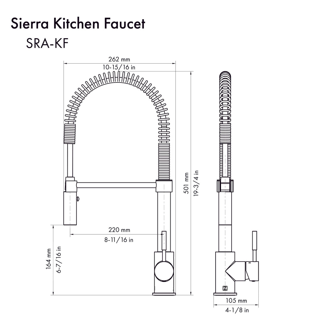 ZLINE Autograph Edition Sierra Pull Down Spring Single Handle Kitchen Faucet in Matte Black and Champagne Bronze (SRA-KF-ZMBCB)