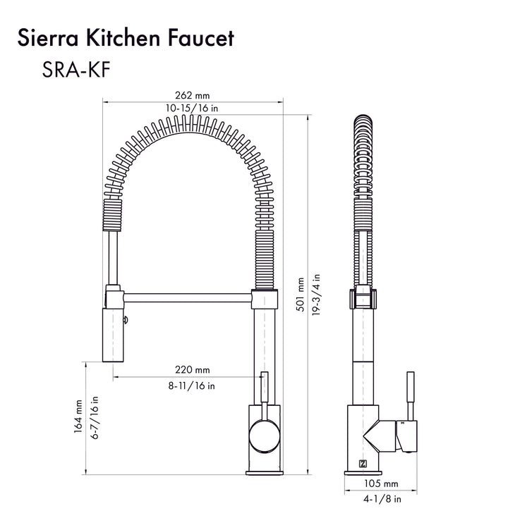 ZLINE Autograph Edition Sierra Pull Down Spring Single Handle Kitchen Faucet in Matte Black and Champagne Bronze (SRA-KF-ZMBCB)