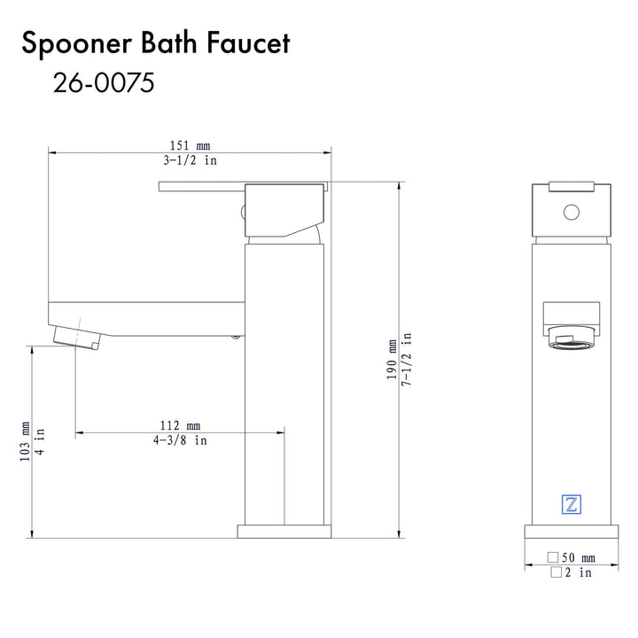 ZLINE Autograph Edition Spooner Bath Faucet in Matte Black (SPN-BF-MB)