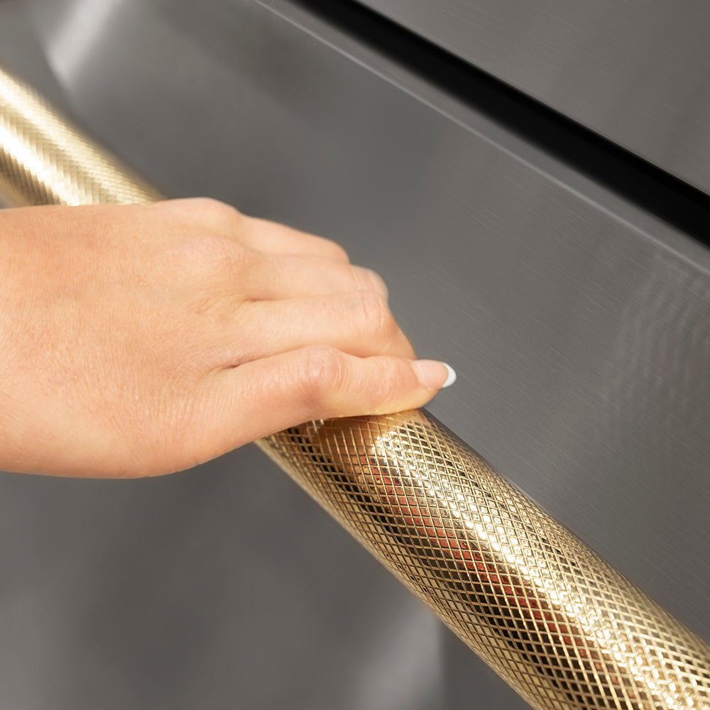 ZLINE Autograph Edition Touchstone Refrigerator Drawer Helix Handles (Set of 2) in Polished Gold (RDHOZ-24-K-G)