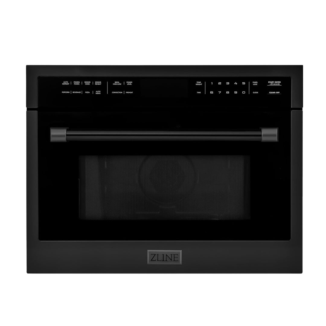 ZLINE Black Stainless Steel Appliance Package - 48 in. Dual Fuel Range, Range Hood, Microwave Oven, Dishwasher, 4KP-RABRH48-MODW