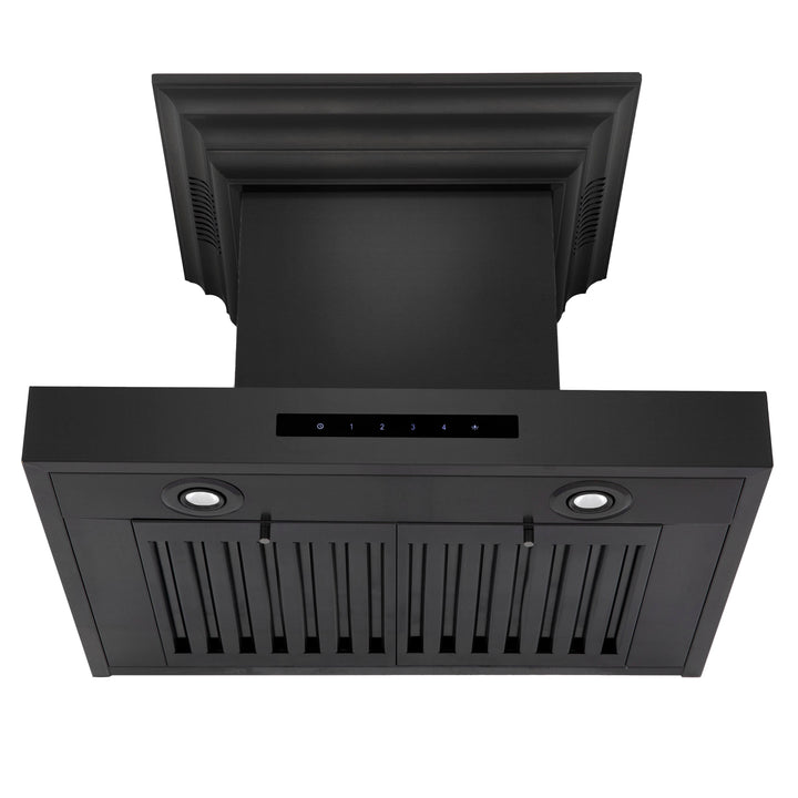 24" ZLINE CrownSoundâ„¢Ducted Vent Wall Mount Range Hood in Black Stainless Steel with Built-in Bluetooth Speakers (BSKENCRN-BT-24)