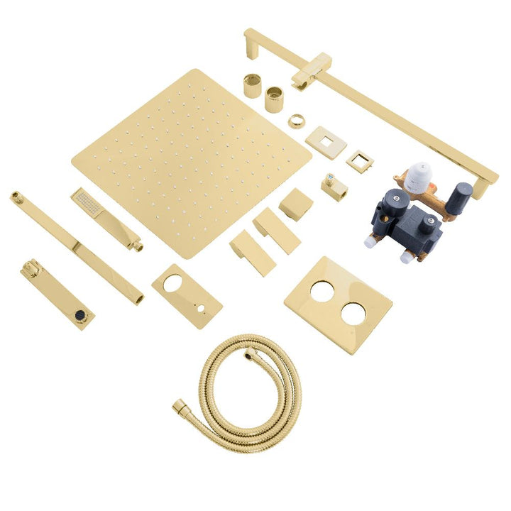 ZLINE Bliss Rainfall Shower System with 16 in. Oversized Shower Head in Polished Gold (BLS-SHS16-PG)