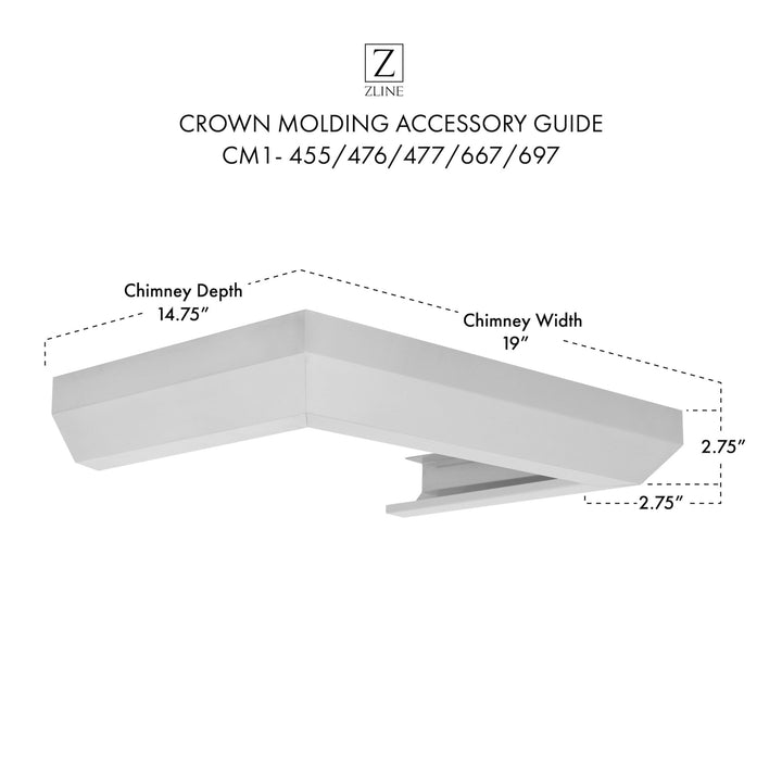 ZLINE Crown Molding Profile 1 for Wall Mount Range Hood (CM1-455/476/477/667/697)