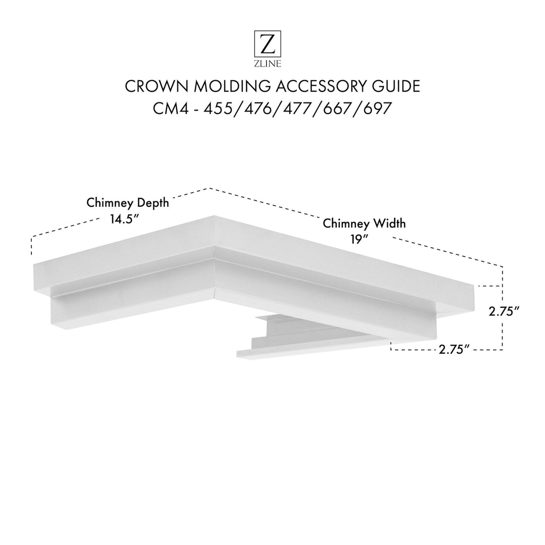 ZLINE Crown Molding Profile 4 for Wall Mount Range Hood (CM4-455/476/477/667/697)