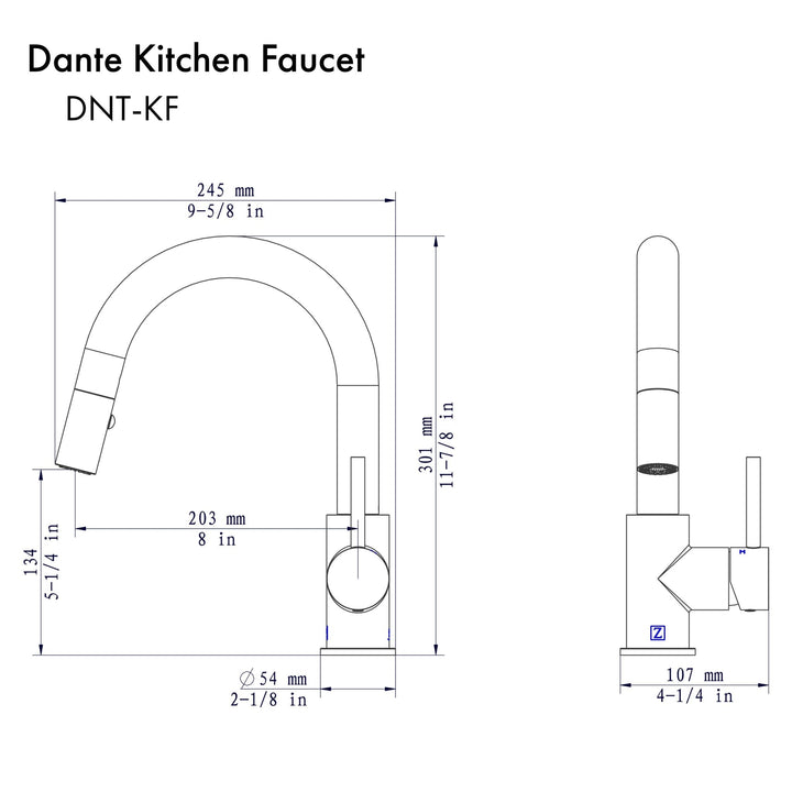 ZLINE Dante Kitchen Faucet in Matte Black (DNT-KF-MB)