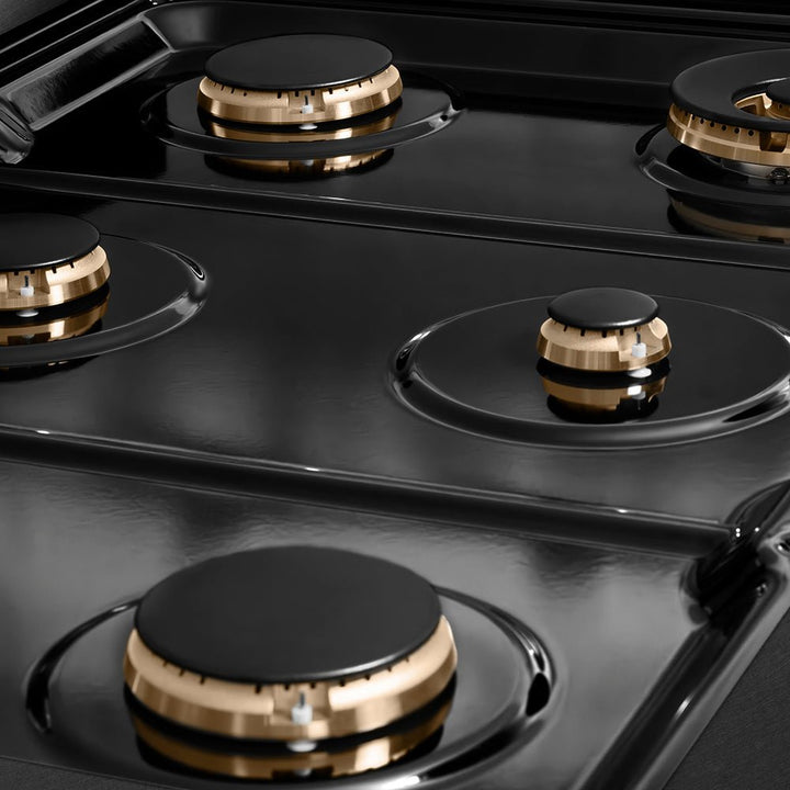 ZLINE Designer Collection 36 in. Paramount Gas Rangetop with 6 Burners in Black Satin Stainless Steel with Matte Black and Champagne Bronze Accents (SRTBSZ-36-MBCB)