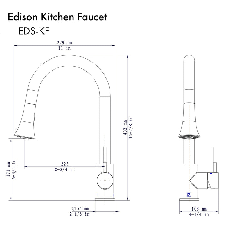 ZLINE Edison Kitchen Faucet in Matte Black (EDS-KF-MB)