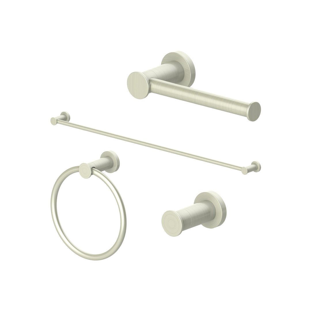 ZLINE Emerald Bay Bathroom Accessories Package with Towel Rail, Hook, Ring and Toilet Paper Holder in Brushed Nickel (4BP-EMBYACC-BN)